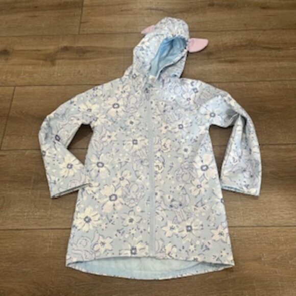 Disney Stitch Hooded Raincoat Girls Size 6x Zip Front Blue Jacket EUC - Picture 1 of 13